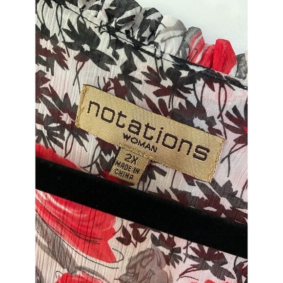 Notations Women’s Plus Red Top Blouse 2XL Boho Tunic Multicolor Peasant Shirt - Picture 3 of 9